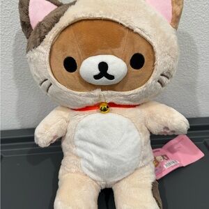 San-X Rilakkuma in Calico Cat Costume Plush Japan Stuffed Toy Neko Rilakkuma